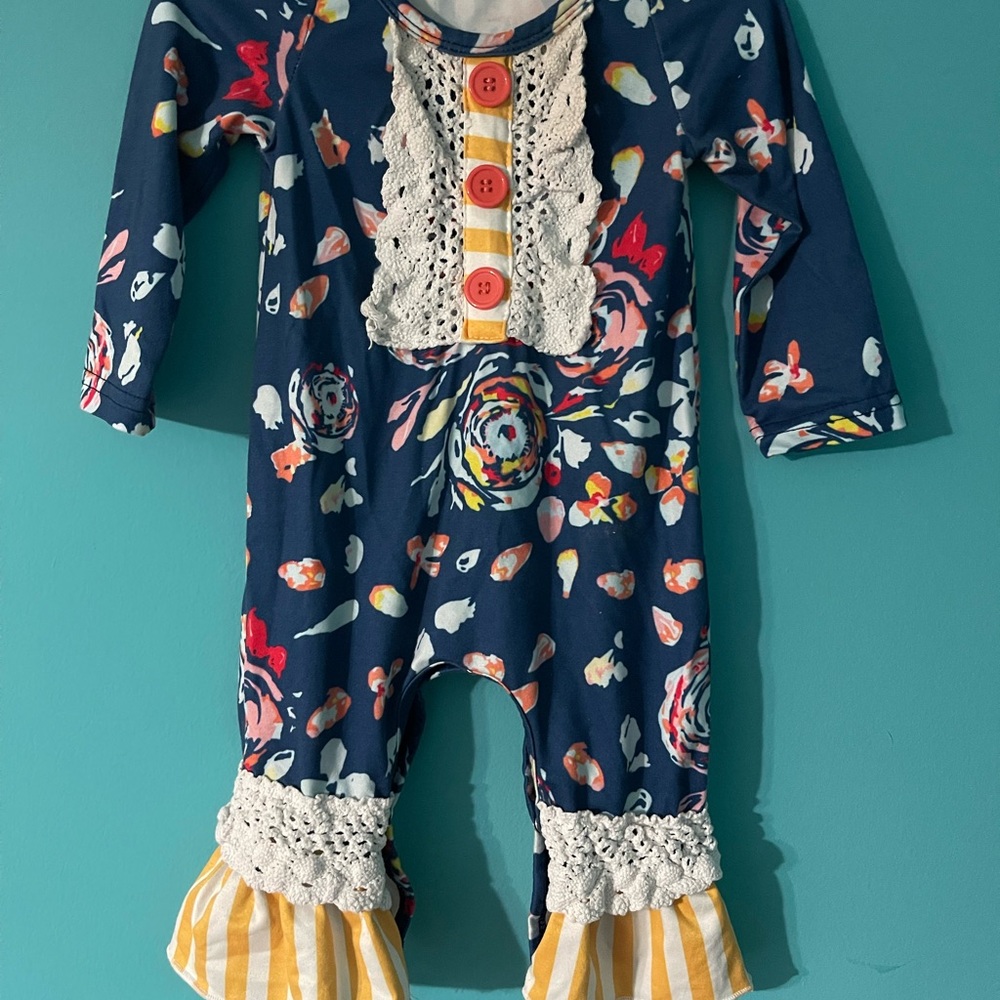 Boutique Floral Long Sleeve Girls Outfit